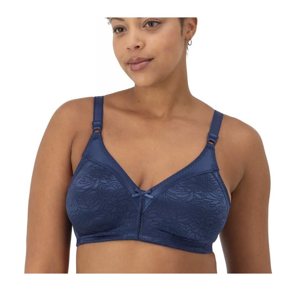 NWT Bali Double Support Wirefree Lightly Lined Bra - Navy Blue 34C DF3372